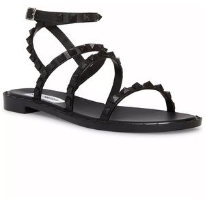 Steven Madden travel jelly studded sandals in black, size 9
